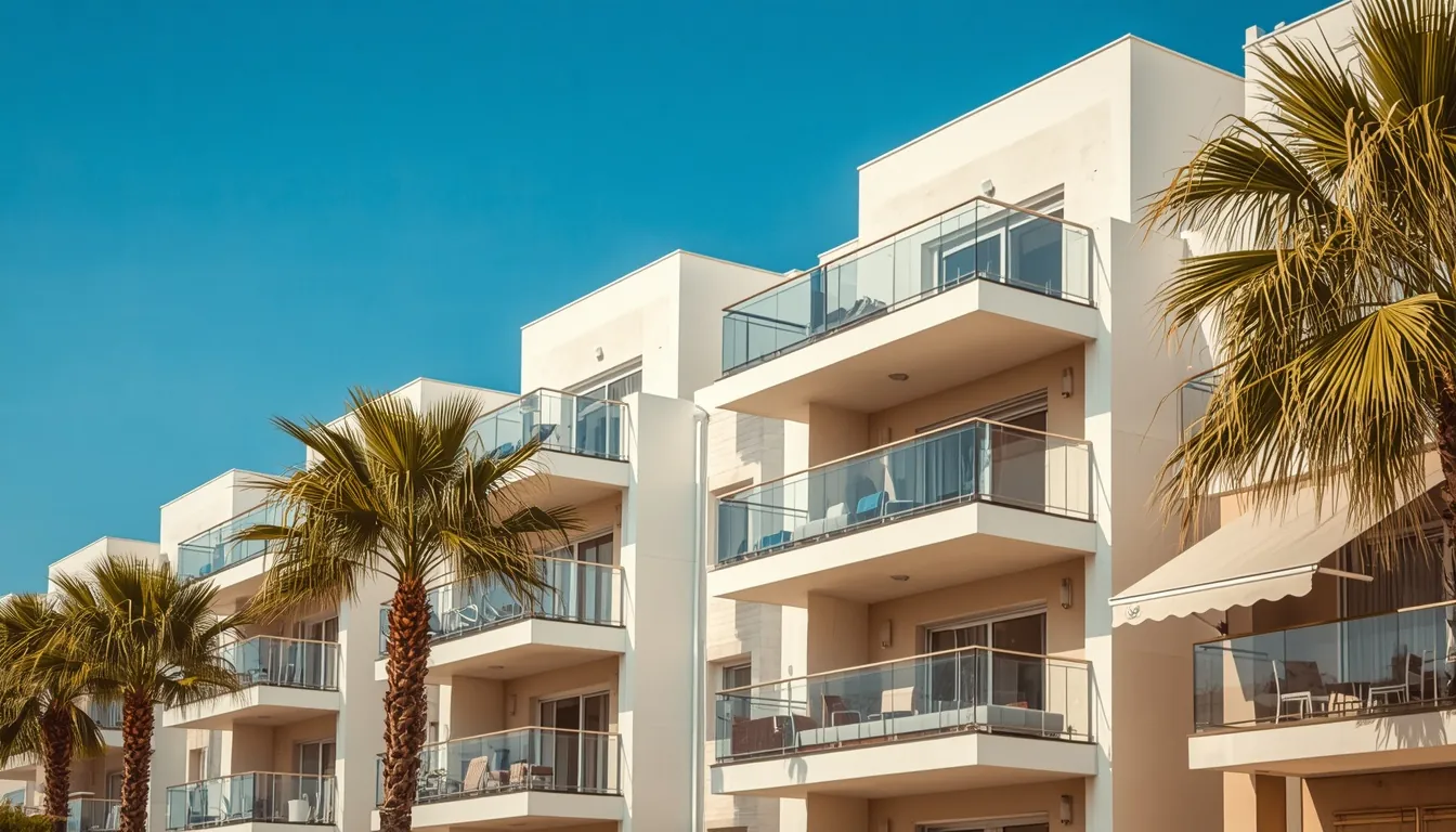 Residential apartment complex with balconies in Arguineguin, Gran Canaria
