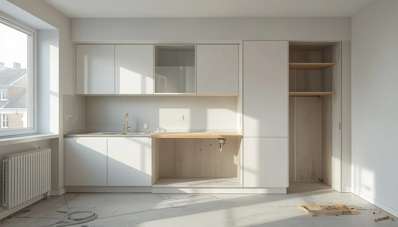 Cocina moderna en plena reforma en un piso de Gran Canaria