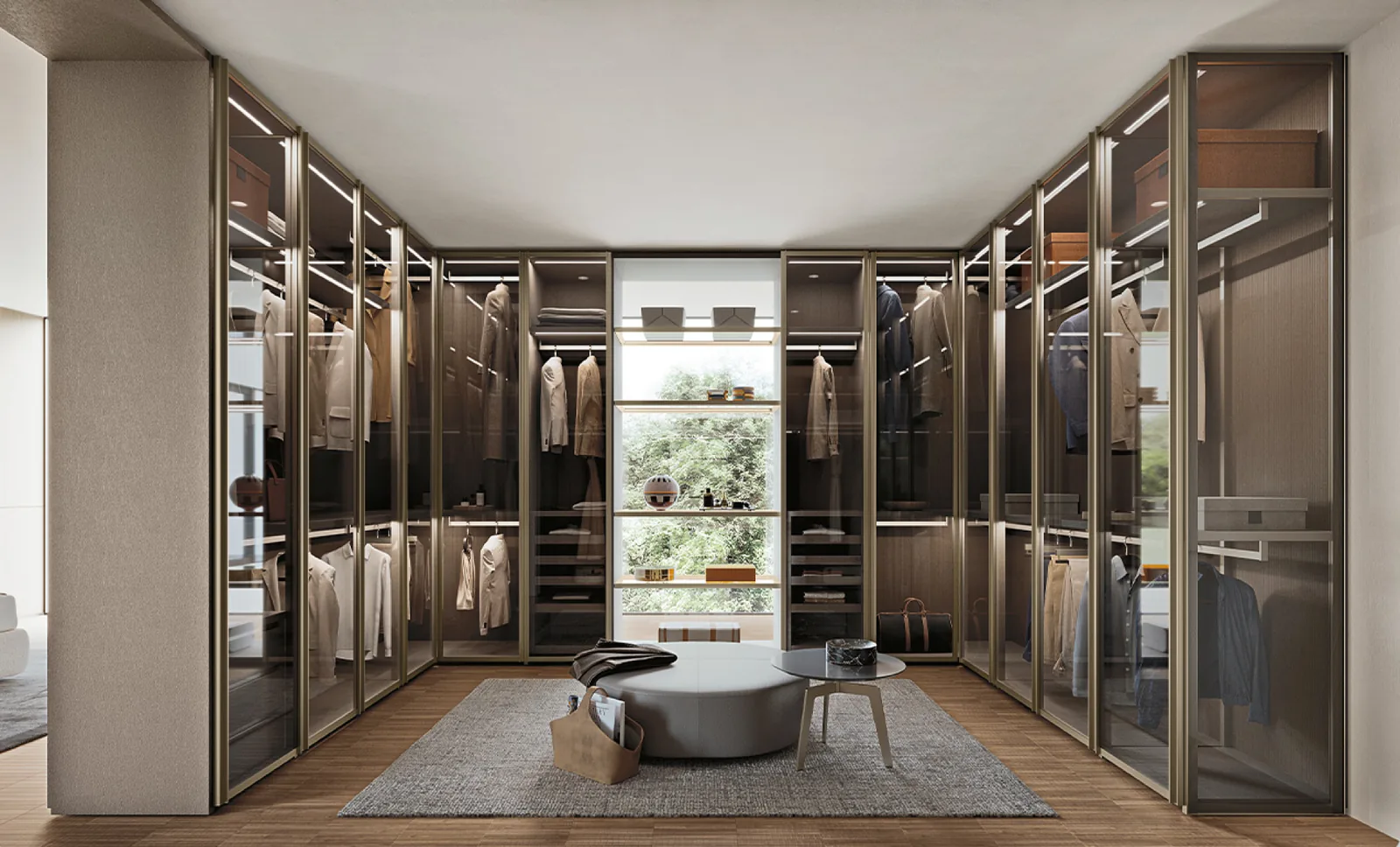 Custom walk-in wardrobe designed and installed by NorDomus