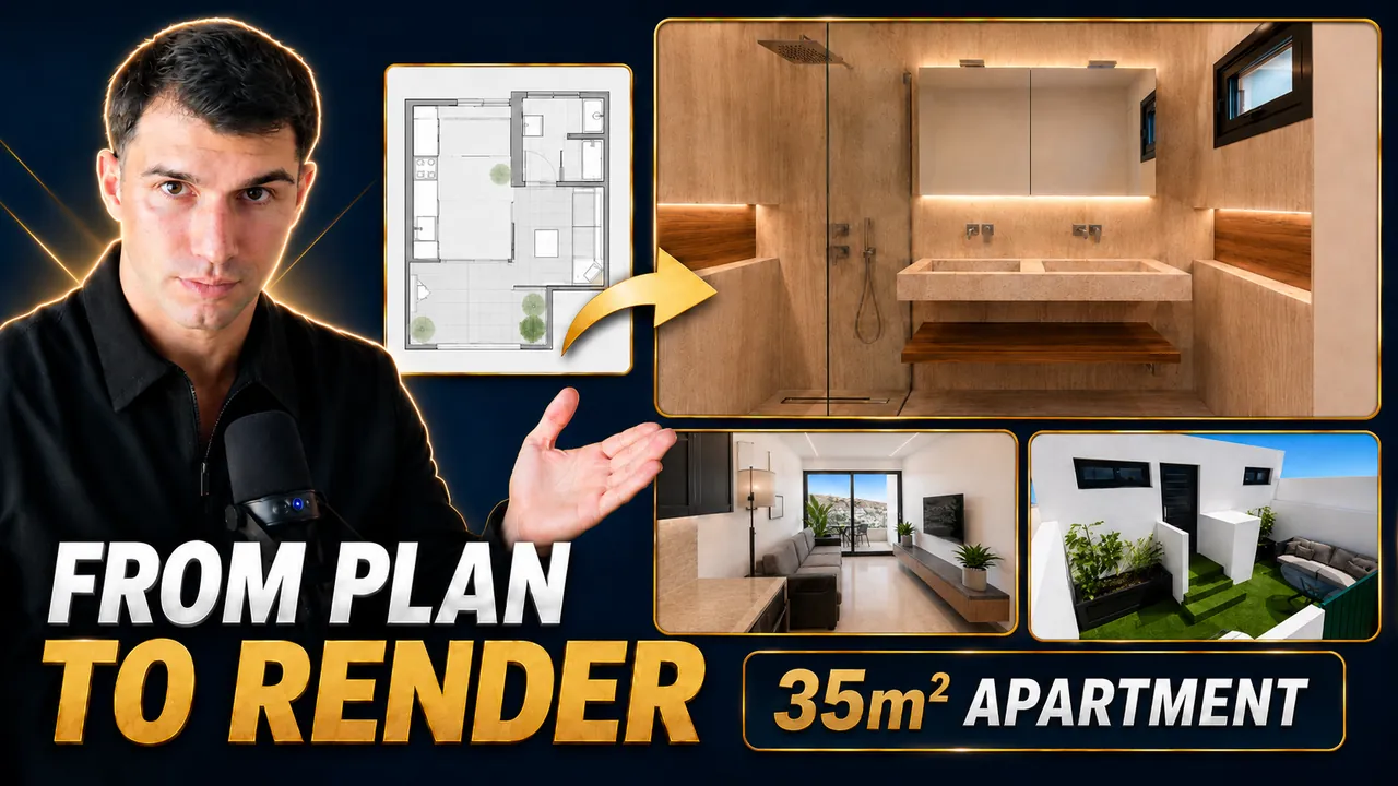 From plan to render: a 3D apartment design in Gran Canaria